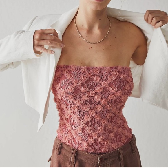 Free People Flirty In Floral Strapless Bodysuit - Picture 3 of 5